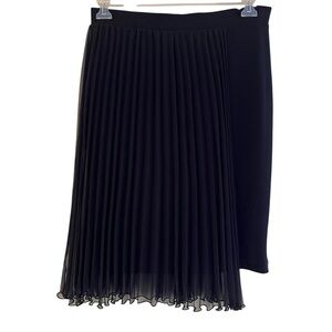 Komarov Black Knit Pencil Skirt with Crystal Pleat Overlay S